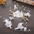 Flower Wedding Gold Leaf Crystal Headpiece Bridal Accessories Hair Jewelry Handmade Women Crown Tiaras